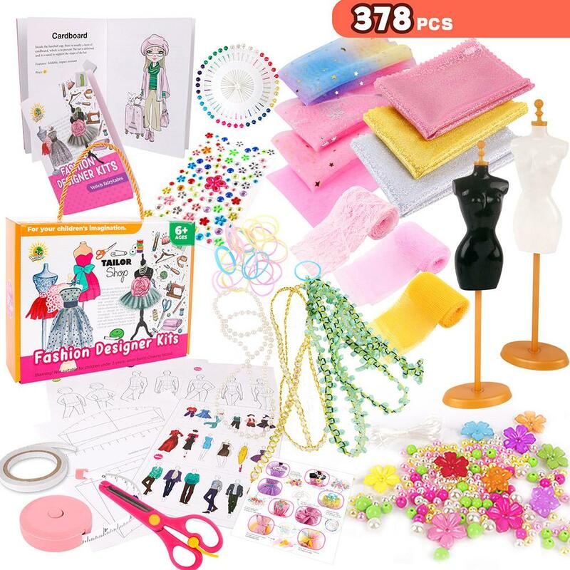 Design de vestuário infantil conjunto de costura, iluminação feminina bricolage, produção criativa, brinquedos, 6-12 anos de idade