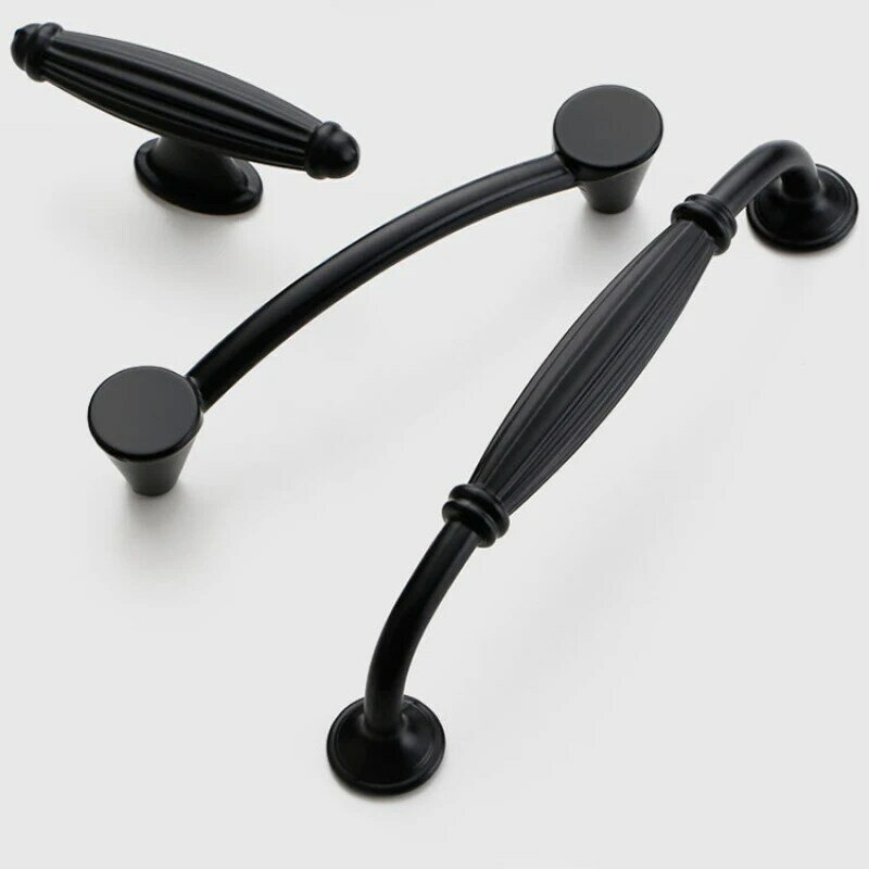 2PCS Solid Modern Furniture Hardware Accessories Drawer Cabinet Door Handle American Black Cabinet Wardrobe Single Hole Knobs