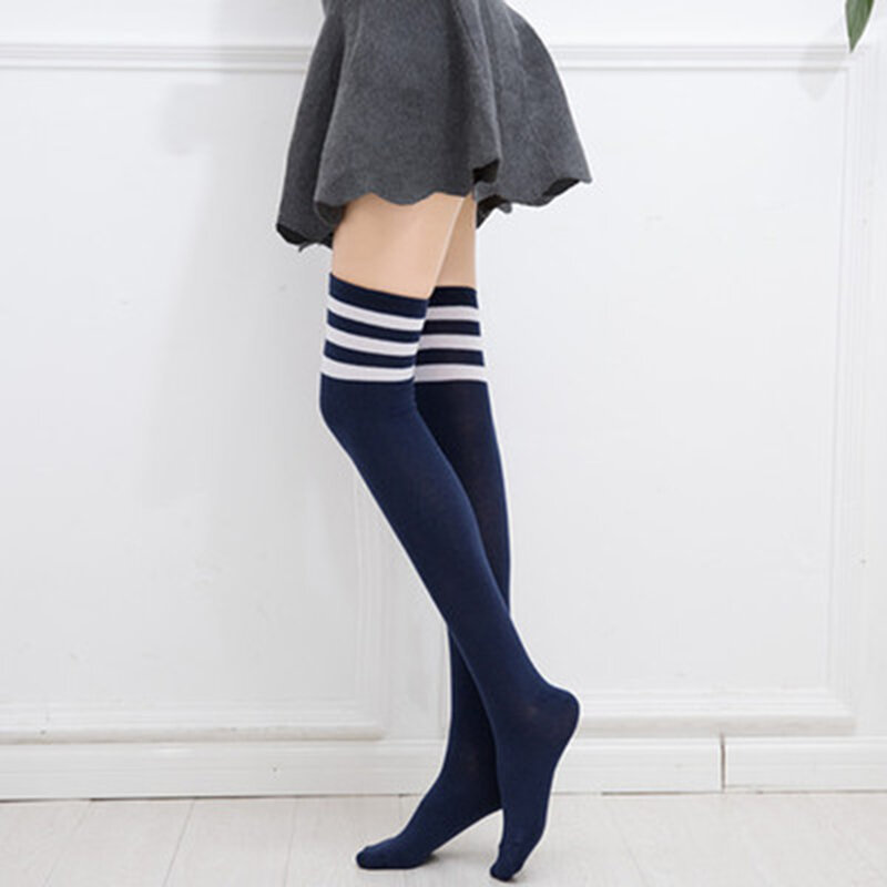 Black White Striped Long Socks Women Sexy Over Knee Thigh High Socks Over The Knee Stockings Ladies Girls Warm Long Tube Socks