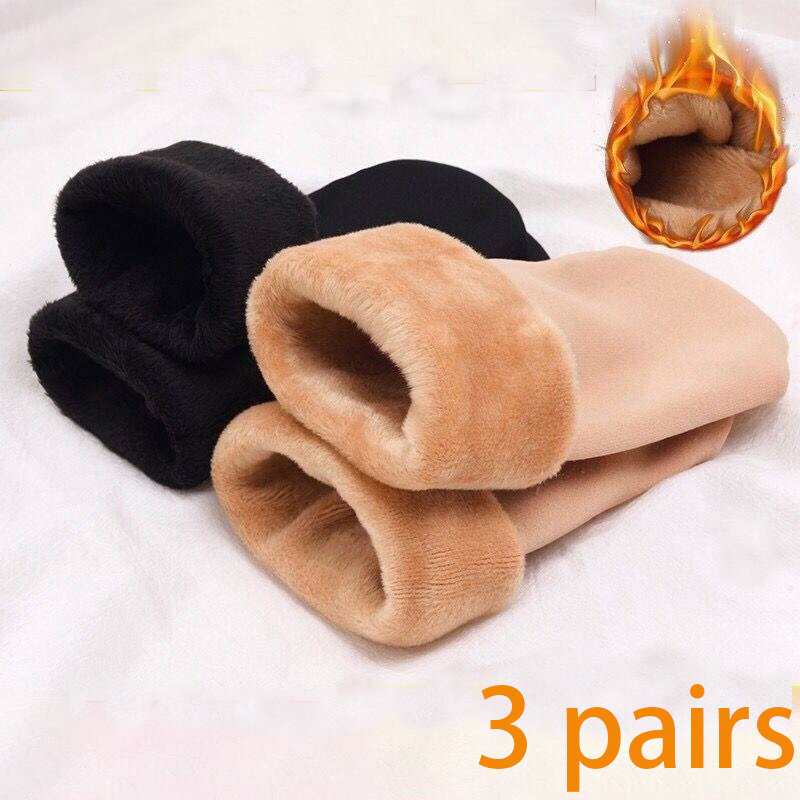 Calcetines térmicos gruesos para hombre y mujer, medias suaves de terciopelo, lana, Cachemira, Color sólido, invierno, envío directo, 3 pares