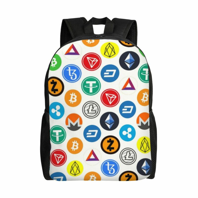 Sacs à dos étanches avec logo Crypto Coins Orifice Coin, Cigarchaîne, École, Collège, Bitcoin, Ethereum, Sacs à livres d'impression, Femmes, Hommes