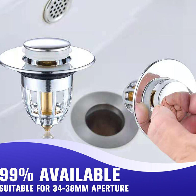 1pc Filter Waterproof Bathroom Sink Plug Stopper Wash Basin Core Bounce Up Drain Filter Drain Holes 34mm-62mm Bath Accessories