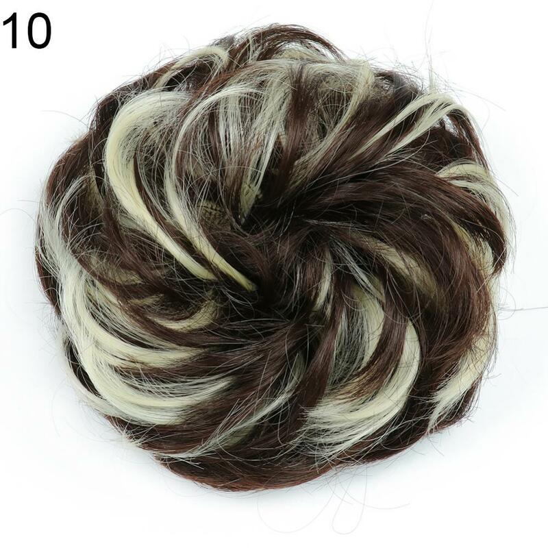 10cm Women Hair Bun Extension Wavy Curly Messy Donut Chignons Wig Hairpiece Synthetic Messy Hair Bun Chignon Scrunchies Wigs