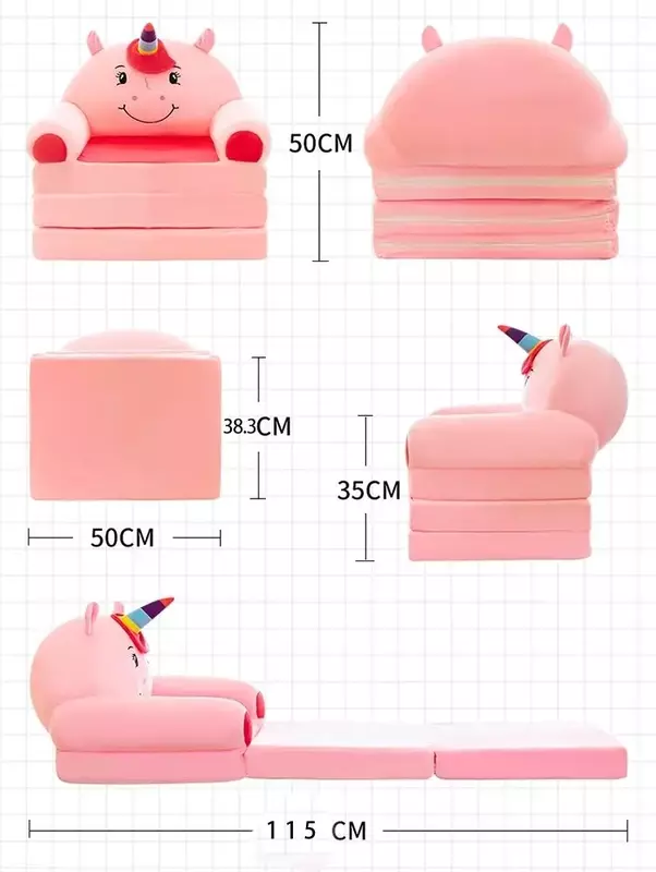 Kids Couch Kinderen Sofa Cover Cartoon Lui Vouwen Kleine Banken Bed Meisje Prinses Baby Peuter Dual-Purpose Kids Stoel meubels