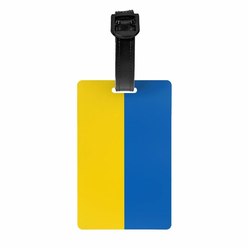 Etiqueta de equipaje personalizada con bandera de Ucrania con tarjeta de nombre, cubierta de privacidad, etiqueta de identificación para bolsa de viaje, Maleta