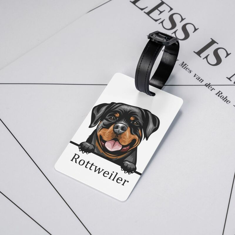 علامة أمتعة الكلب Rottweiler مع بطاقة الاسم ، غطاء خصوصية الحيوان ، ملصق معرف لحقيبة السفر ، مخصص
