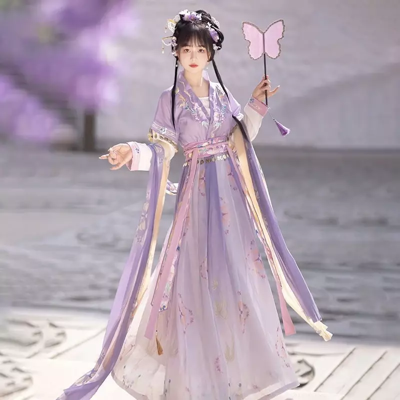Vestido Hanfu chino para mujer, conjunto tradicional antiguo, disfraz de Hada de carnaval, vestido de baile Hanfu púrpura, azul y verde