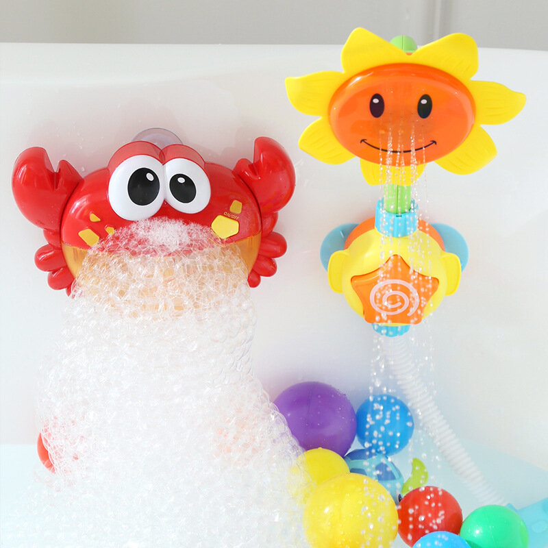 Bubble Crabs Frog Baby Bath Toy Toddler Bath Bubble Maker Pool Swimming Bathtub Soap Machine Bathroom Toys for Children Kids