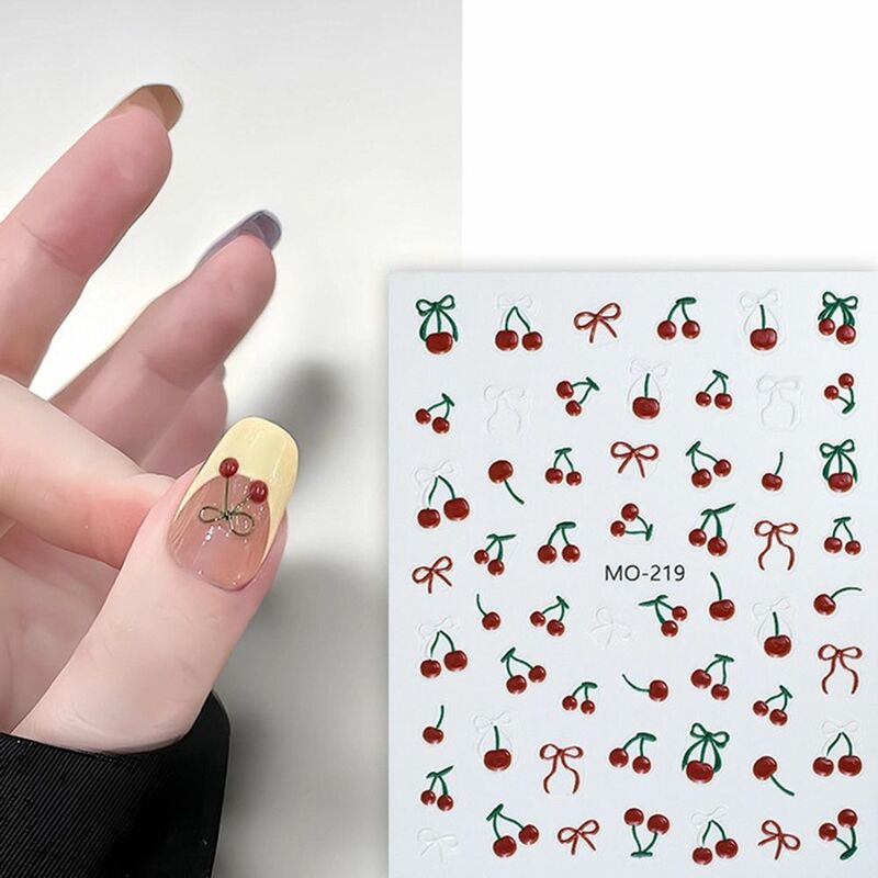 Zarte einfache rote Kirsche Nagel kunst Aufkleber Mode süße bunte Nagel abziehbilder Frauen DIY Maniküre Ornamente