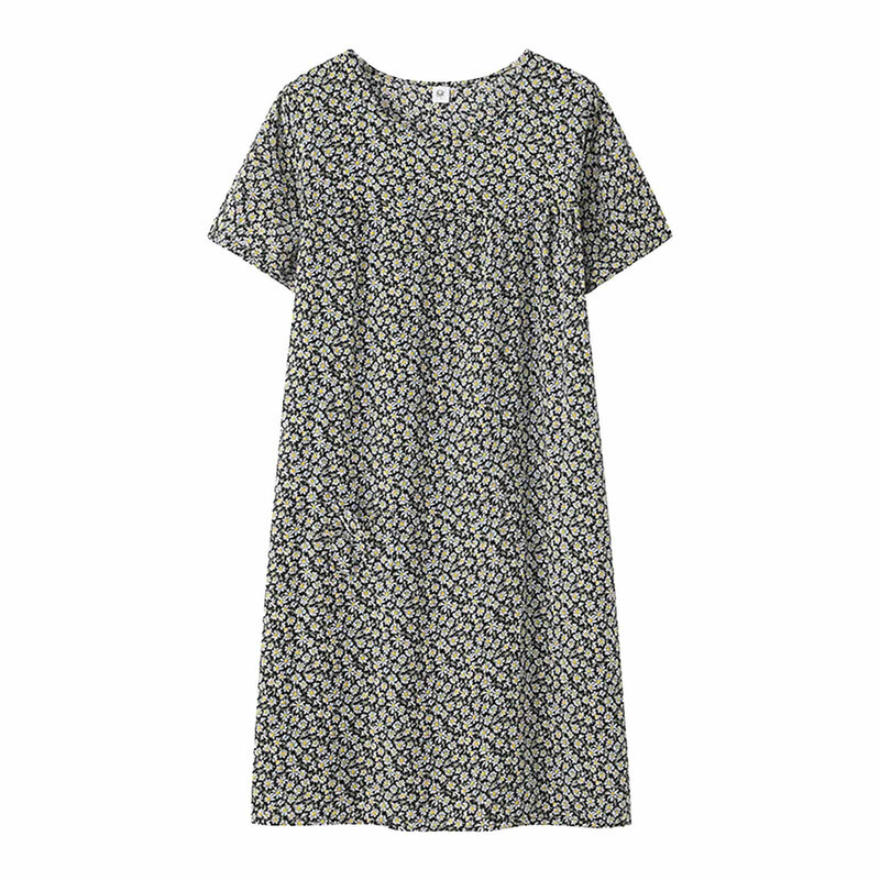 Chemise de nuit imprimée à manches courtes pour femmes, vêtements de nuit décontractés simples, chemise de nuit pour dames, robe de maison d'été