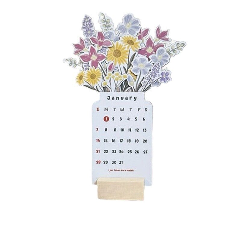 2024 bunga meja kalender bunga meja kecil kalender bunga meja perencana kalender vas berbentuk bulanan perencana kalender