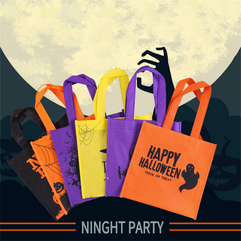 Tas permen non-tenun tas hantu perlengkapan pesta Festival kelelawar labu penyihir hantu tas permen selamat dekorasi pesta Halloween