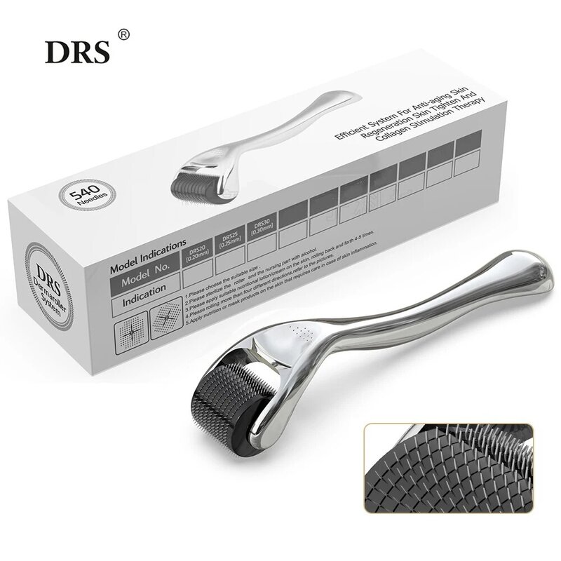 Luxury Silvery DRS 540 Derma Roller Micro Needle mesoterapia 540 Pins Face Roller cura della pelle e crescita dei capelli con Medical CE