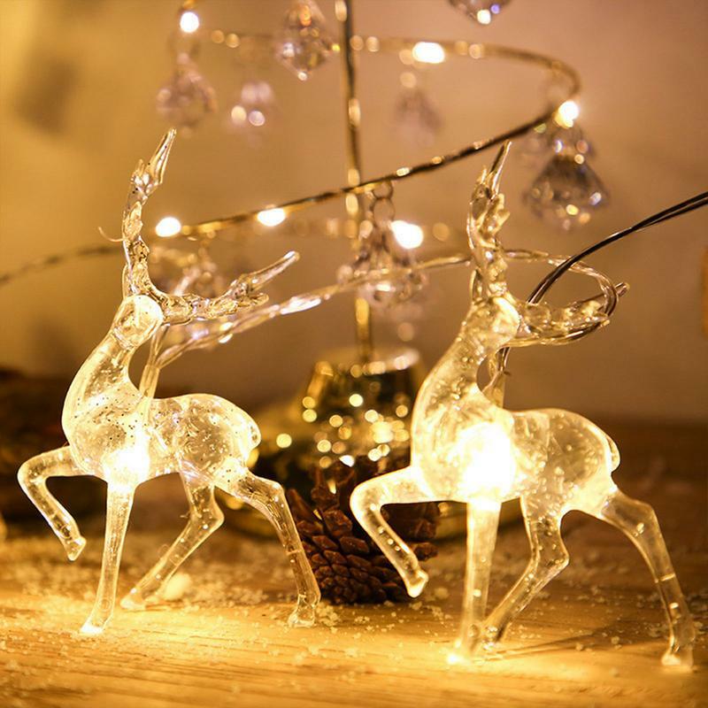 Cadena de luces LED con forma de ciervo, decoración interior de reno, funciona con pilas, para el hogar, fiesta de Navidad al aire libre, 10LED