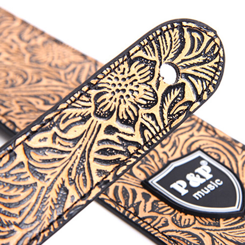 Cinturino per chitarra per P & P vera pelle cintura regolabile morbida ricamata da 2.5 pollici musica classica per basso accessori per chitarra Hobby