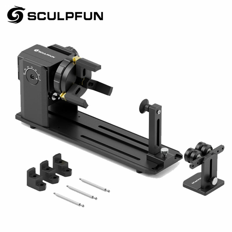 Mandril giratório SCULPFUN RA Pro para gravador a laser, módulo rotativo multifuncional do eixo Y com ângulo de 180 ° para objetos redondos a laser