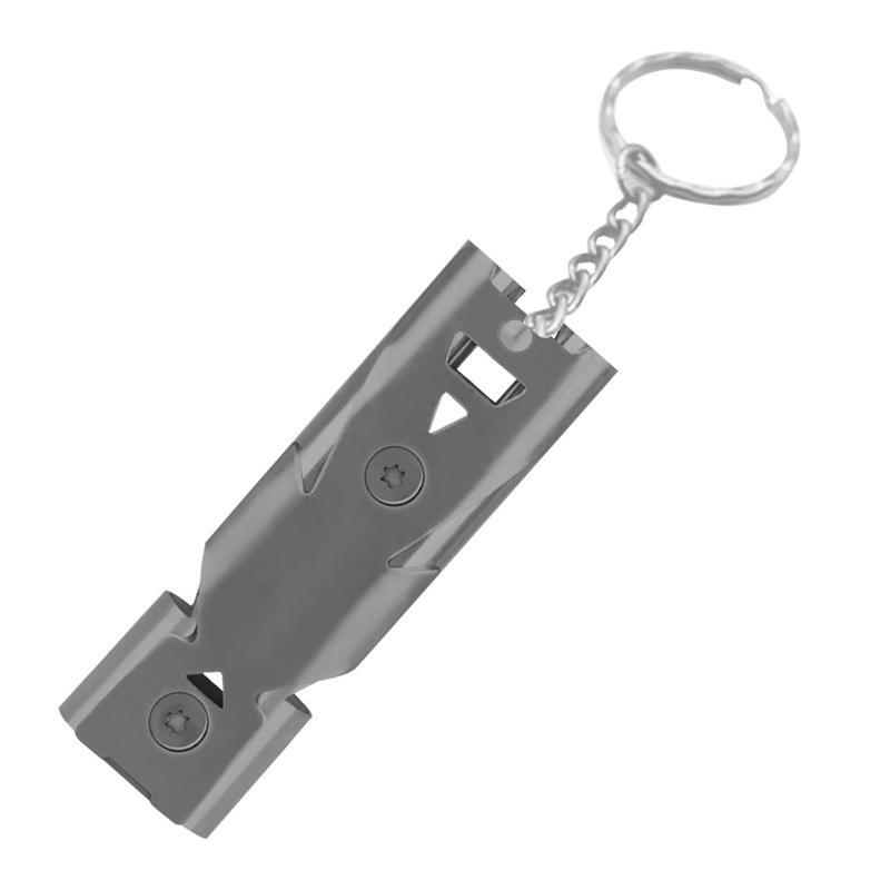 Exterior Metal Safety Whistle, tubo duplo multifuncional, Wilderness Survival Whistle, 150 DB alta Decibel