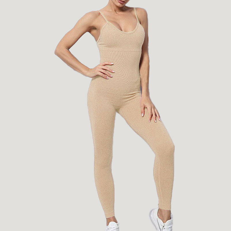 Holifeni  Summer New Plus Size Bikini Sports Halter Vest Naked Sense Sweat Shapeing S Yoga Pants Jumpsuit Comfortable One-piece