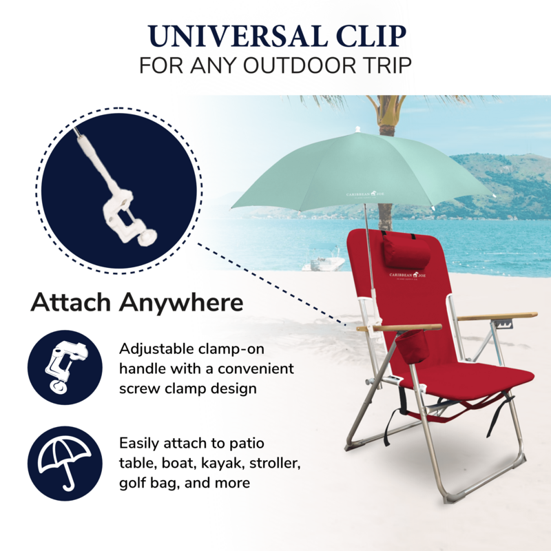 UV 차단 기능이 있는 캐리비안 조 클램프, 비치 우산, 48 인치