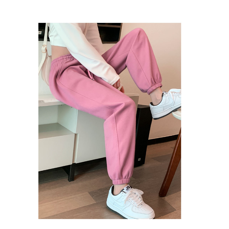 Женские осенне-зимние Бархатные брюки-джоггеры, повседневные хлопковые спортивные брюки в Корейском стиле для высоких людей, новинка