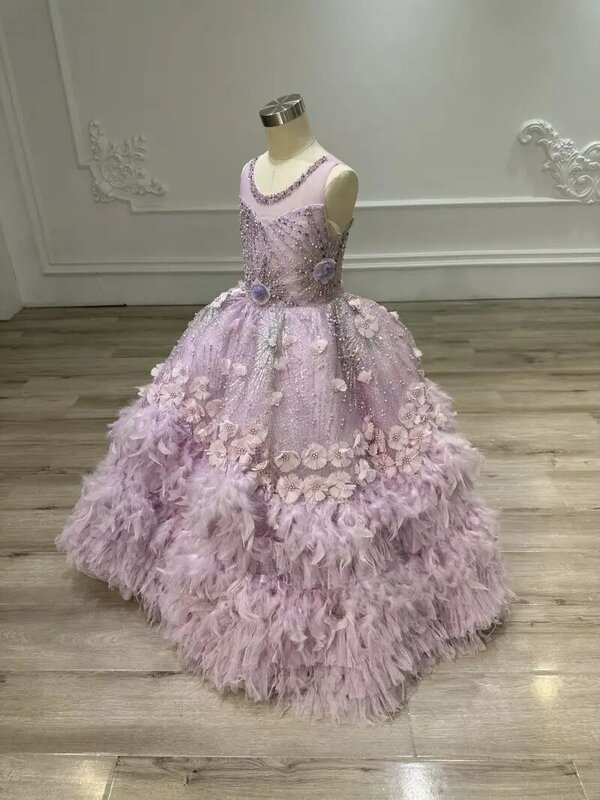 Sukienka dla dzieci fioletowa uroczy kwiat księżniczka