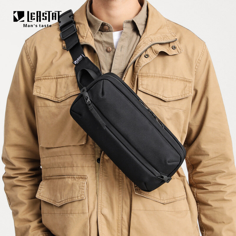 LEASTAT-Bolsa de cintura impermeável para homens, Fanny Pack, Outdoor Sports Peito Bag, Masculino Casual Viagem Crossbody Belt Bags, alta qualidade