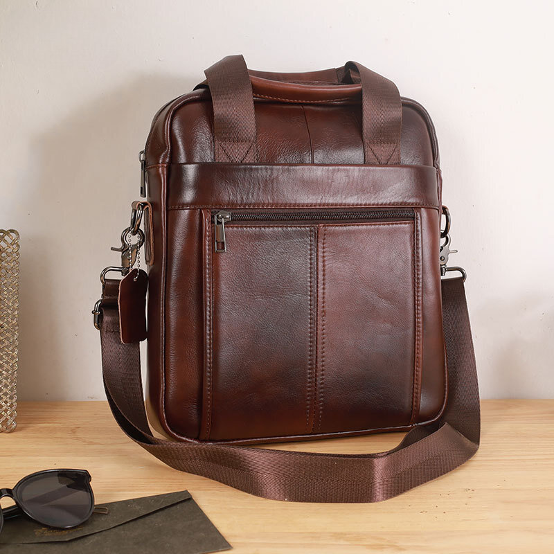 Сумка через плечо для мужчин, сумка-мессенджер из 100% натуральной кожи для деловых поездок и iPad 13,3 дюйма, вертикальный портфель