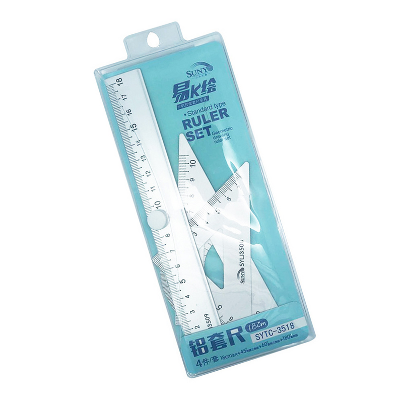 Accessories Student Ruler Set Pupils Triangles For Drawing Wear-resistant Geometry Aluminum Alloy