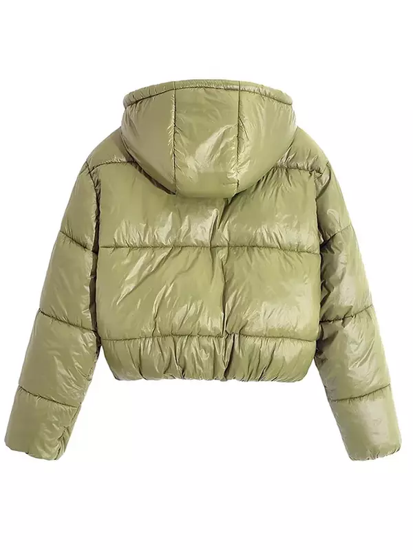 Jaqueta de peito único acolchoada em algodão para mulheres, boné de stand, manga comprida, bolsos, jaquetas femininas, casaco outono e inverno, 2023