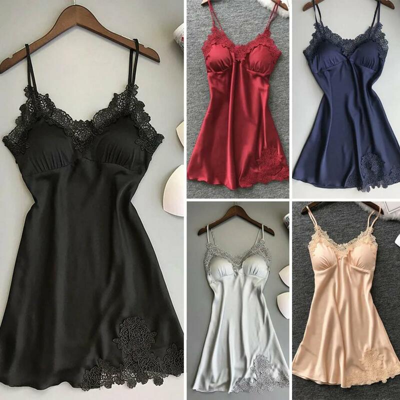 Gaun malam renda seksi, pakaian dalam renda rongga, Lingerie Suspender, gaun malam untuk wanita
