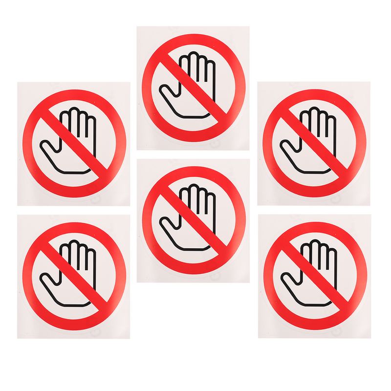 6 buah label tanda tidak sentuh merekat sendiri, stiker Logo Logo peringatan keselamatan label peringatan