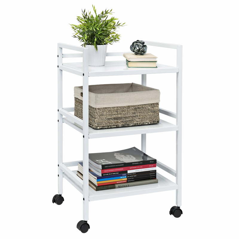 Honey-Can-Do 3-Tier Steel Multi-Purpose Rolling Cart, White