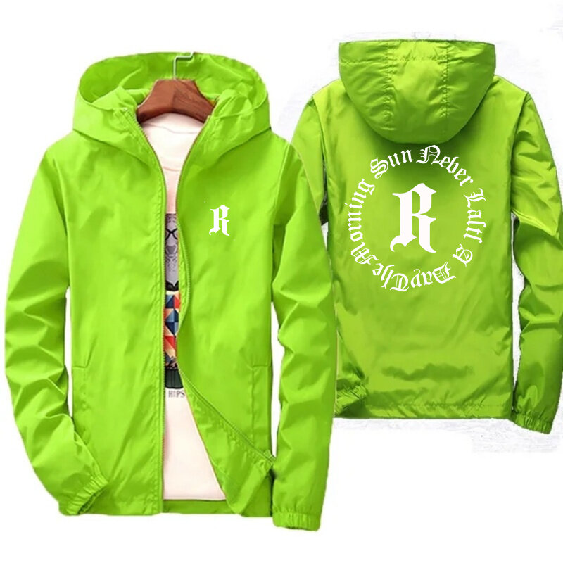 Men's and women's windproof and waterproof hooded jacket, thin zippered jacket, lightweight jacket with personalized design logo