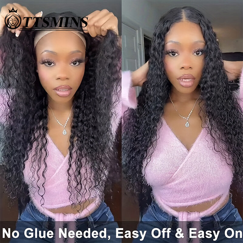 Glueless Wigs Human Hair PrePlucked Pre Cut 5x5Deep Wave Closure Wigs Deep Curly Lace Front 180% 3 Seconds to Wear for Beginners