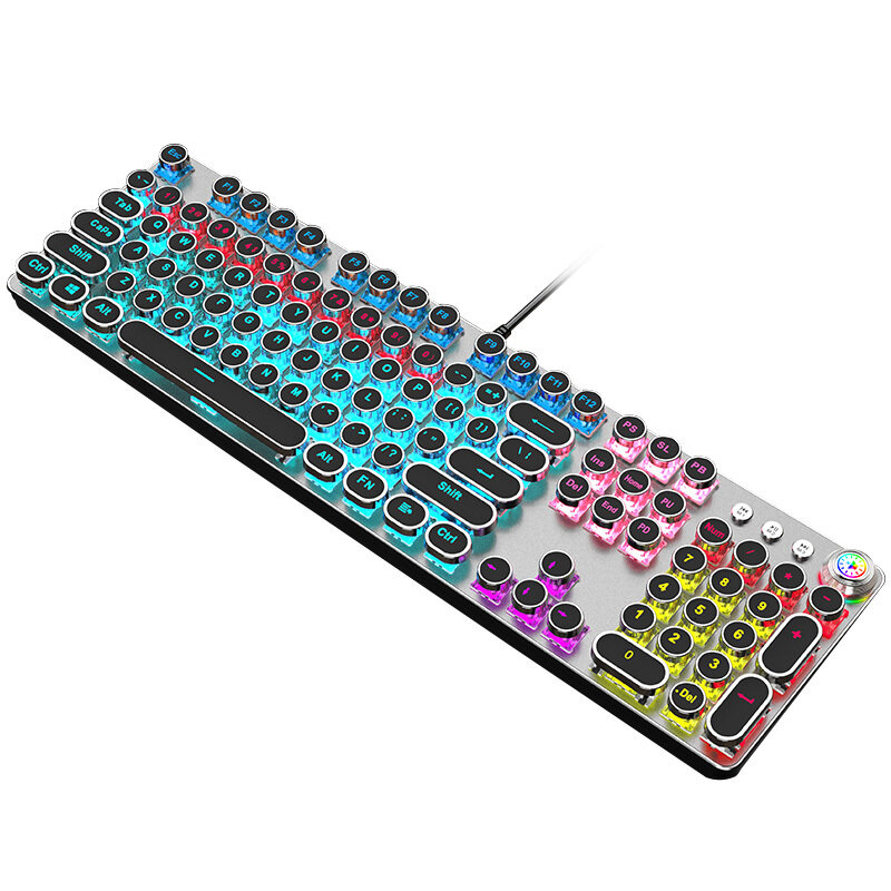 Retro Steampunk Tastaturen Multimedia-Knopf Desktop Metall Panel Punk Gaming mechanische Tastatur