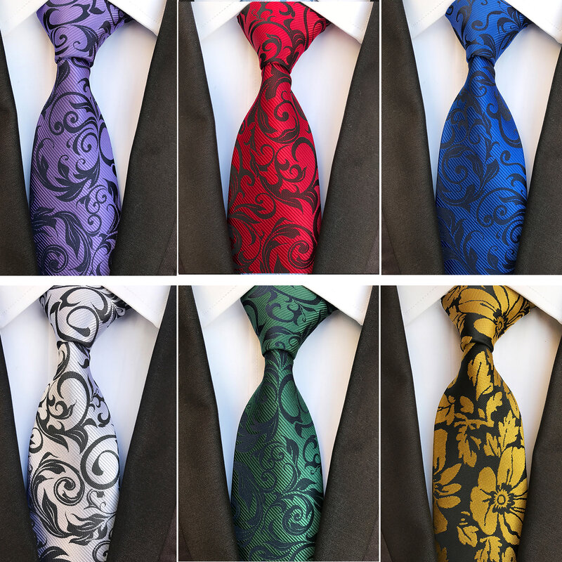 Corbata de 8cm con estampado de flores a cuadros, corbata de Jacquard tejida para boda, fiesta, regalo, oficina, negocios, corbata azul clásica