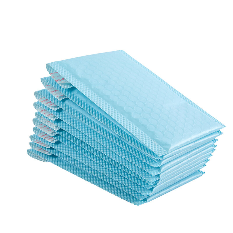 10 sztuk jasnoniebieski koperty z bąbelkami wyściełane koperty na przesyłki samoprzylepne torby przewozowe dla małych firm Poly torebka bąbelkowa