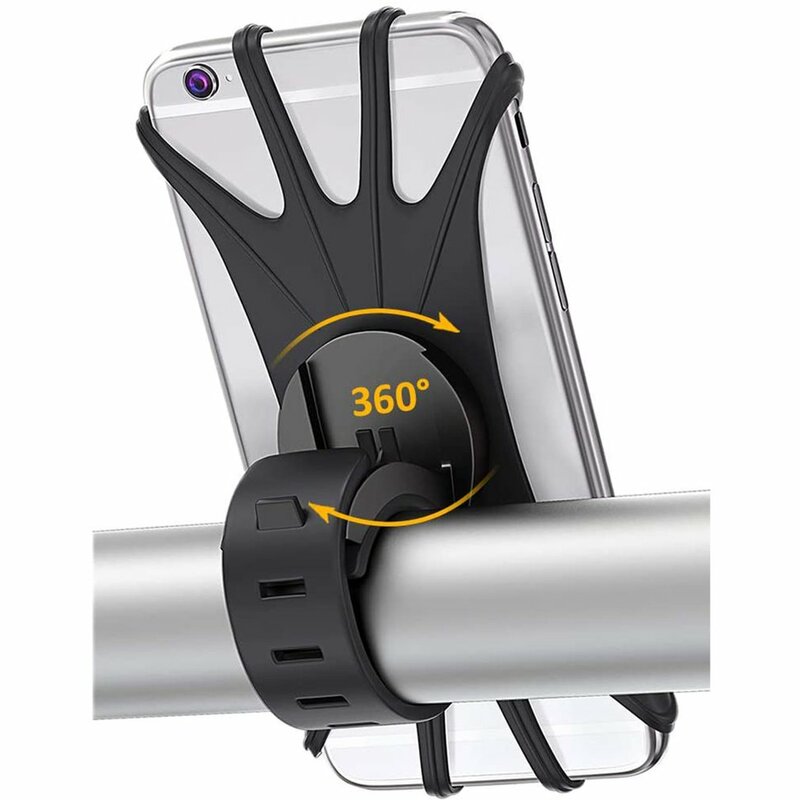 Supporto universale per telefono cellulare da bicicletta in Silicone rotante a 360 ° supporto di navigazione per manubrio da moto per telefono da 4.0 pollici-6.0 pollici