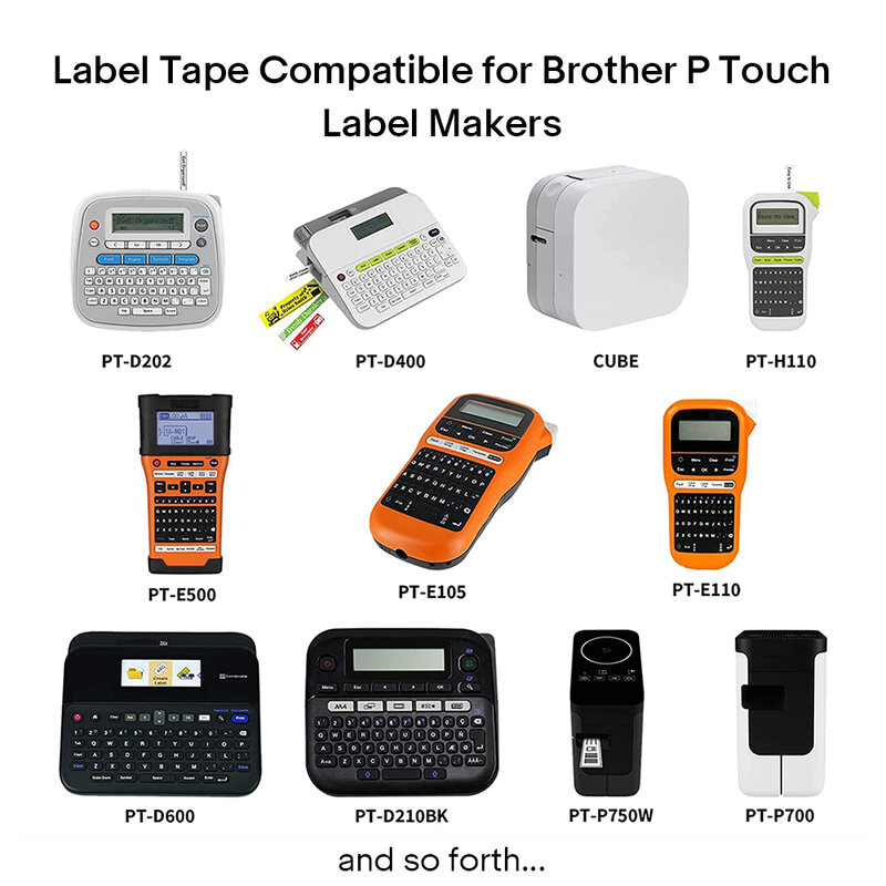 Fita de rotulagem TZ para P-Touch Series, Label Maker, compatível com cartucho de etiqueta Brother, 9mm, 12mm, 18mm, 211, 221, 231, 251, 1Pc