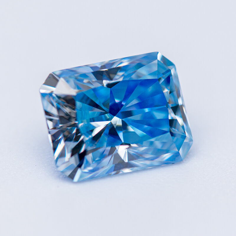 Piedra de moissanita para mujer, piedra preciosa de Color azul hielo, corte radiante, Diamante cultivado en laboratorio, fabricación de joyas DIY con certificado GRA