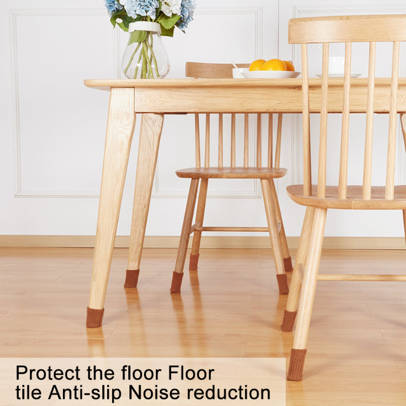 Calcetines de punto para patas de silla, cubierta de pata de mesa para muebles, Protector de azulejo de suelo, prevención de ruido, calcetín antideslizante con fondo de fieltro, 4 unidades por juego