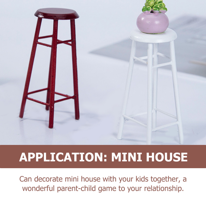 Minitaburete de madera en miniatura para Bar, casa de juguete, sillas de cocina, modelos altos, suministros de decoración