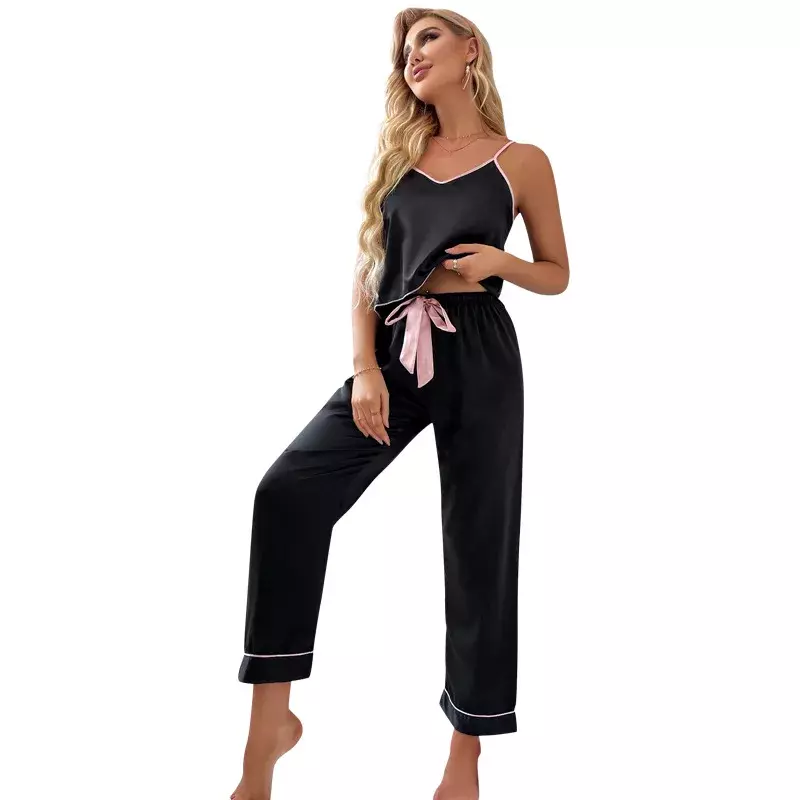 2024 Nieuwe Sexy Pyjama Vrouwen Mode Mouwloze Halter Dames Home Comfortabele Broek Nachtjapon Nachtkleding Vrouwen