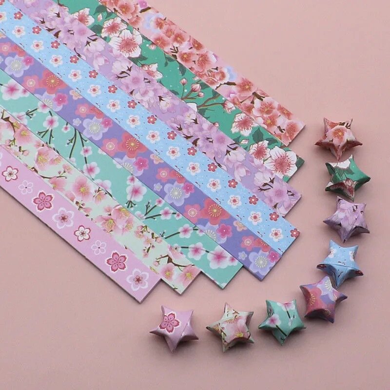 Tiras de papel plegables de estrellas de Origami, decoración de coloridas estrellas de la suerte, papel de Origami para artes manuales, hacer decoración del hogar