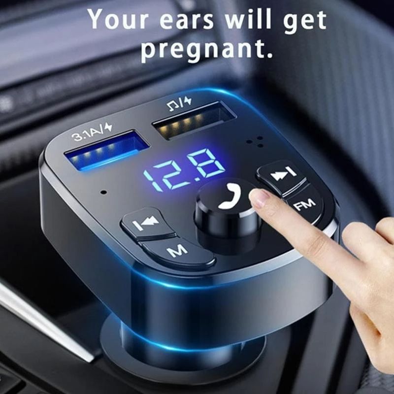 Olaf-USB 자동차 충전기 FM 송신기 블루투스 5.2 핸즈프리 무선 자동차 듀얼 USB 자동차 충전기, 자동 라디오 변조기 자동차 어댑터