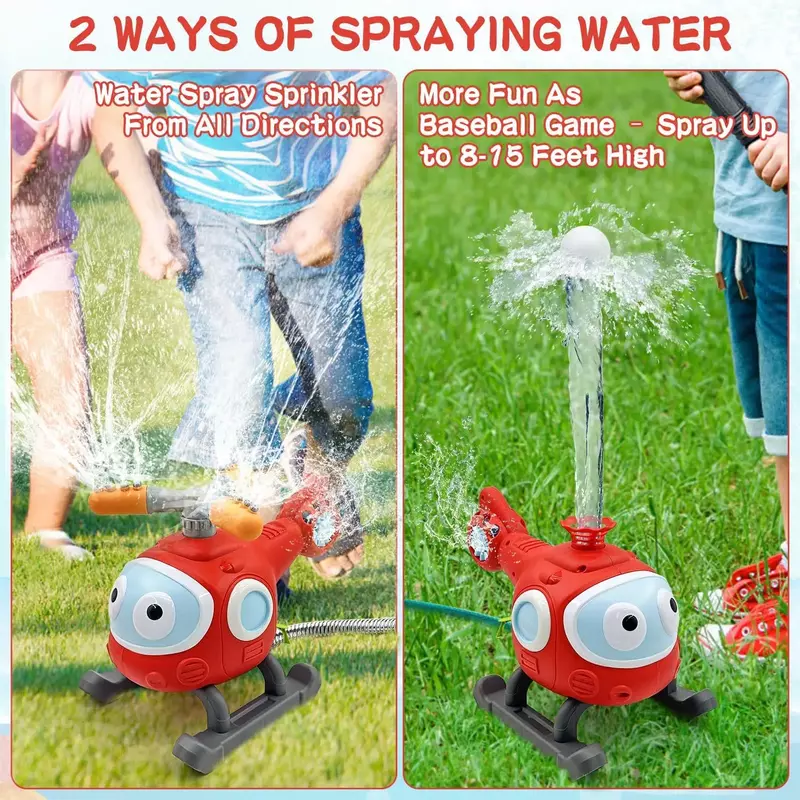 Semprotan air luar ruangan bunga percikan putar dengan mainan helikopter bisbol semprotan air Sprinkler mainan percikan anak-anak