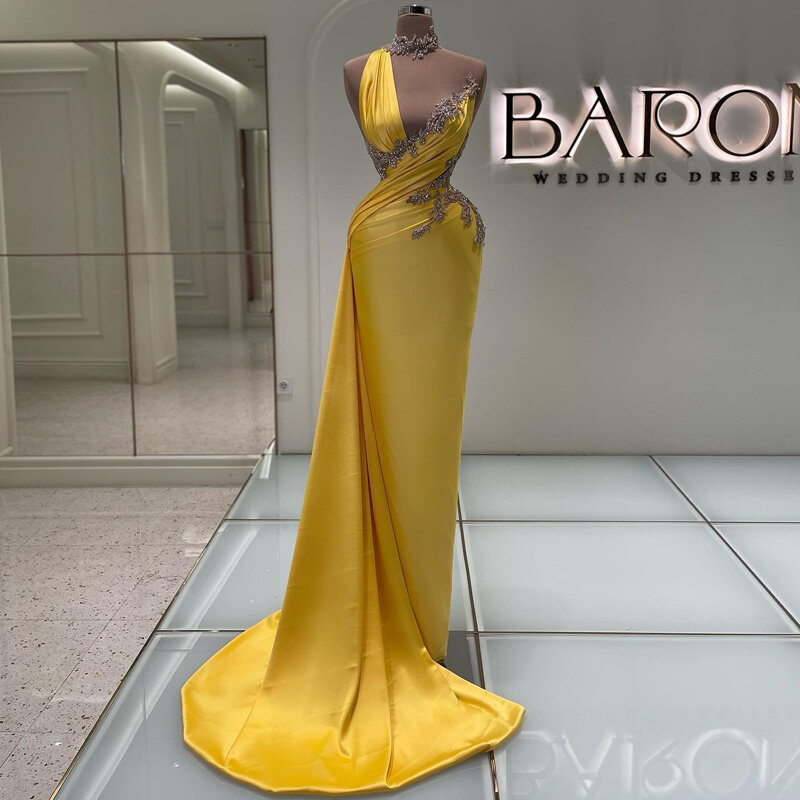 Thinyfull – robe de bal de forme sirène, asymétrique, épaule dénudée, avec perles, longueur au sol, robes de Cocktail, arabie saoudite, grande taille, 2023