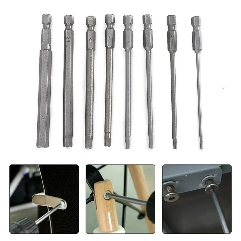 8x Drill Bit Set Hex Head  Wrench Screwdriver Socket 1/4"Shank Metric 100mm Electric Drills With Speed Regulating Device Tools