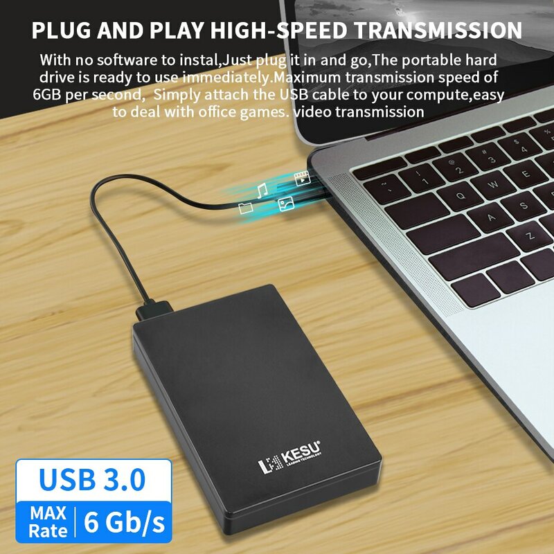 KESU HDD 2,5-calowy przenośny zewnętrzny dysk twardy 250 GB 320 GB 500 GB 1 TB pamięć USB3.0 kompatybilna z komputerem PC Mac Desktop MacBook