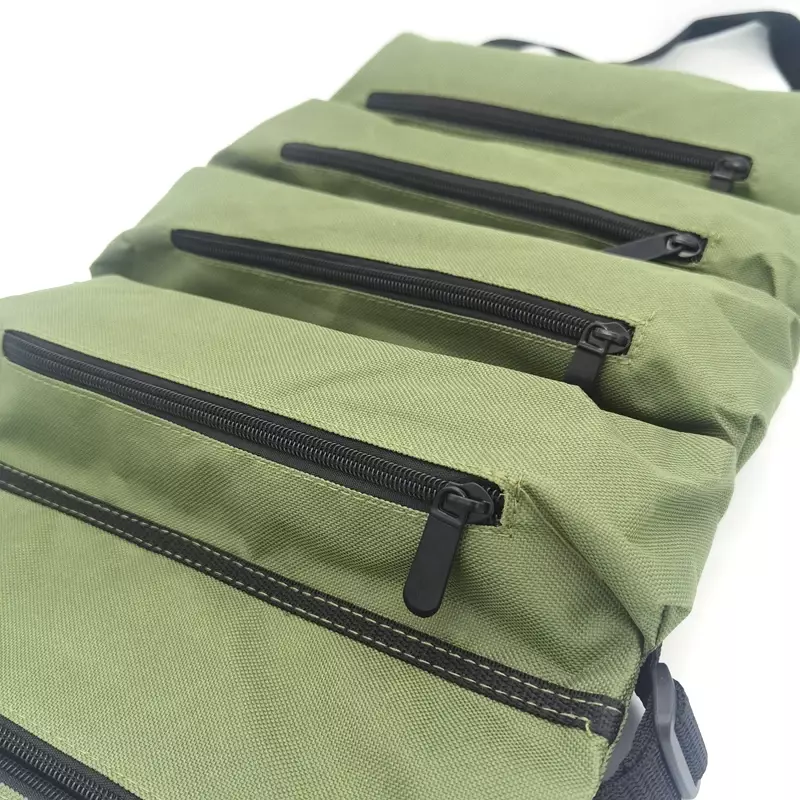 Canvas Tool Bag Roll Tool Multi-Purpose Tool Repair Tools Wrench Screwdriver Roll Pouch Hanging Tool Zipper Storage Bag